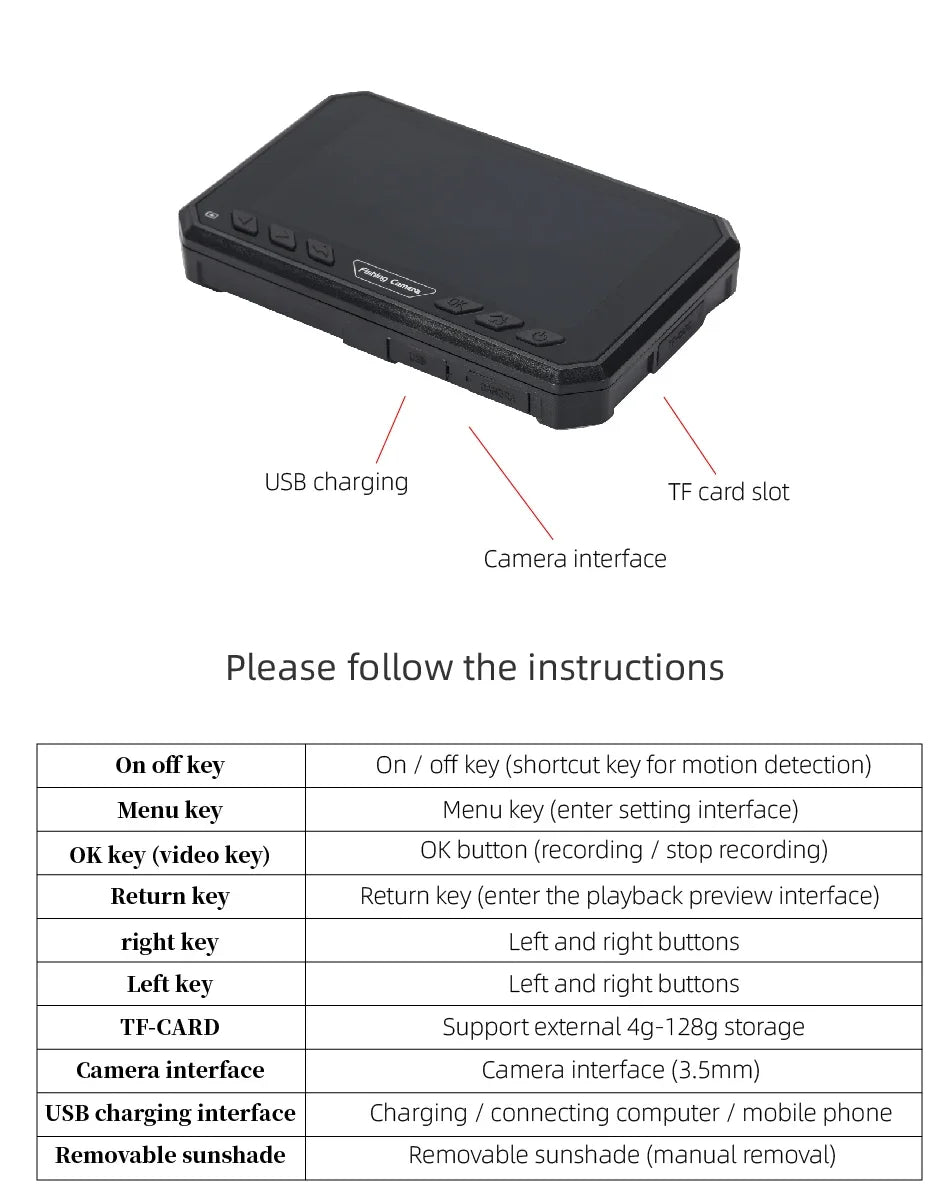 5''Underwater Fishing Camera,1080P Full HD Video Recording,Real-time Depth & Temperature Monitoring,IP66,8000mAh Rechargeable