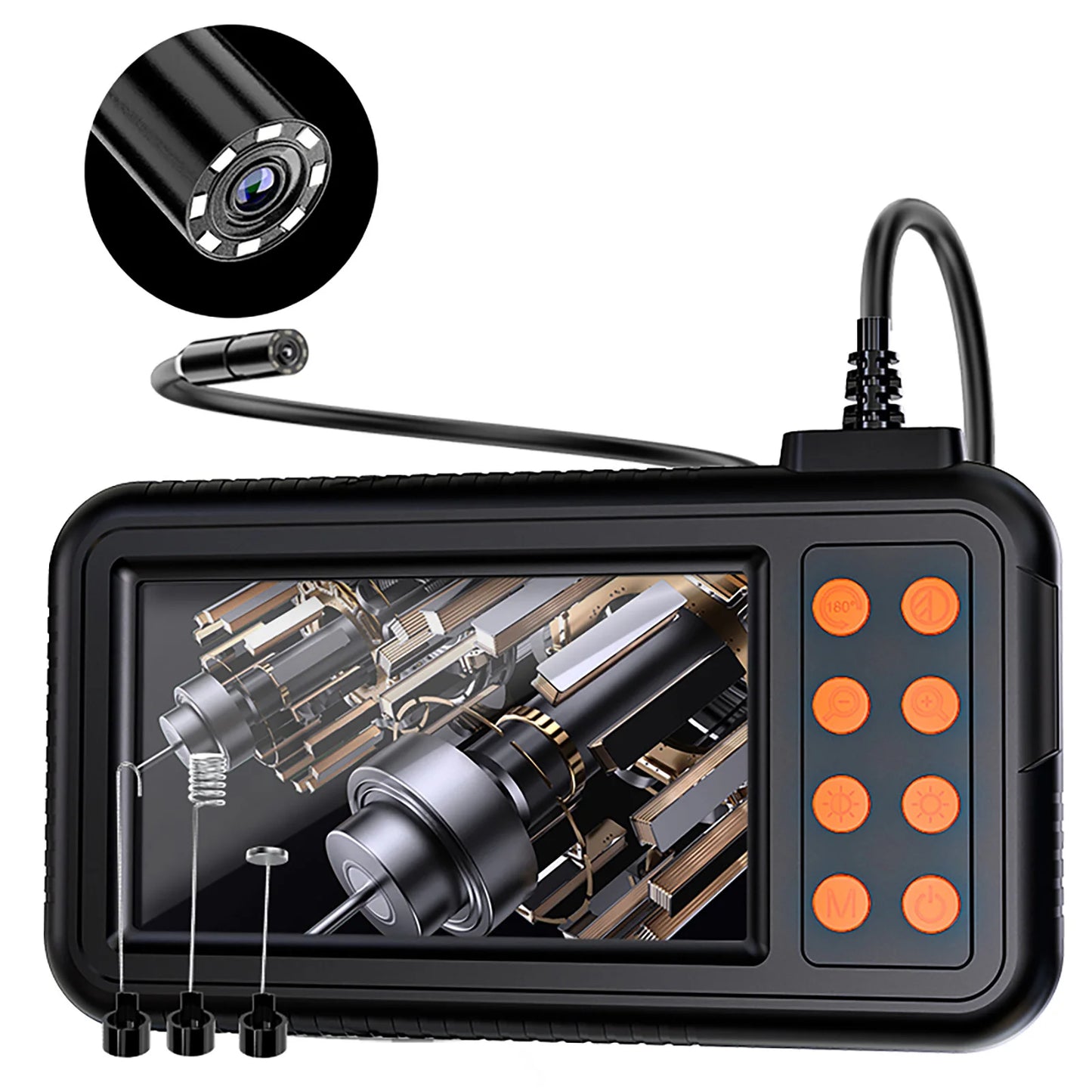Single & Dual Industrial Endoscope Camera 4.3'' LCD Digital Handheld Borescope IP67 Waterproof HD1080P 8mm Pipe Sewer Camera