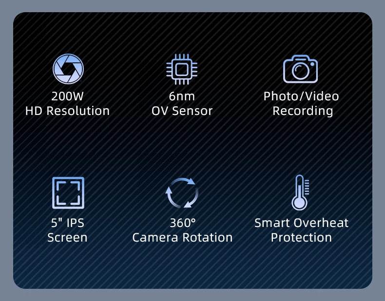 Industrial endoscope 360 Degree Steering with 6mm Lens HD 5-Inch Screen Automotive Pipeline Inspection Camera