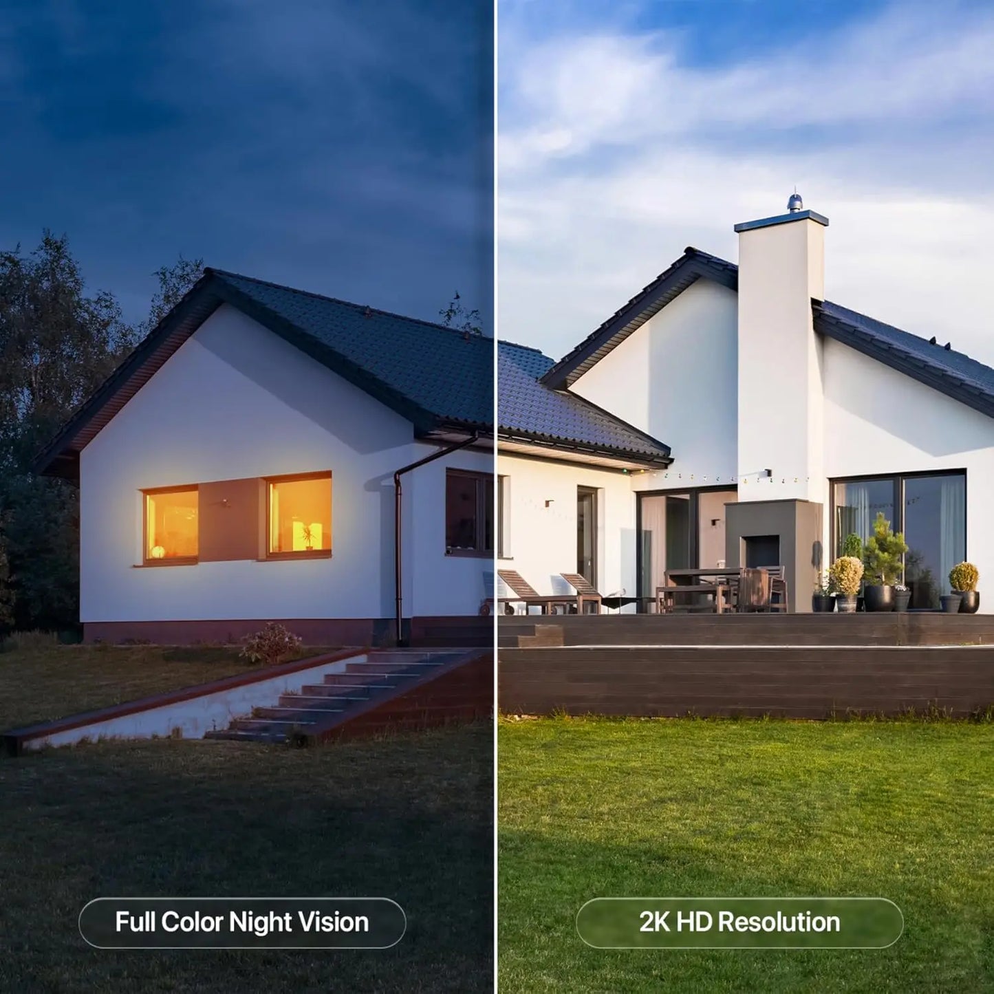 Wireless Solar Security Camera Kit 4-Cam Outdoor System with 2K Color Night Vision, AI Detection, No Subscription