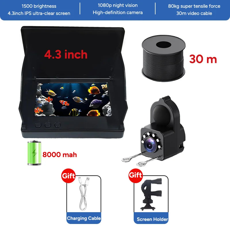 Fishing Camera Handheld 1080P 4.3 Inch LCD Camera 130°ortable Fishing Depth Fish Finder Water For Fishing With Night Vision