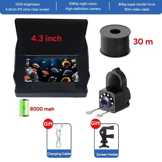 Fishing Camera Handheld 1080P 4.3 Inch LCD Camera 130°ortable Fishing Depth Fish Finder Water For Fishing With Night Vision