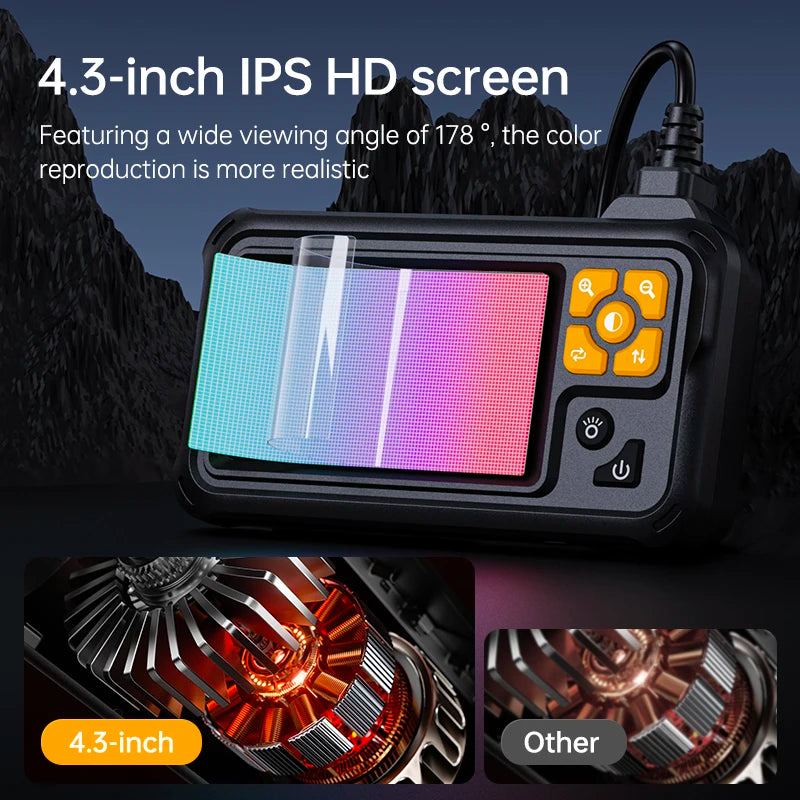 KERUI Mini Camera with 4.3-inch Screen Single/Dual Lens Industrial Endoscope Camera for Pipeline Inspection, Vehicle Maintenance