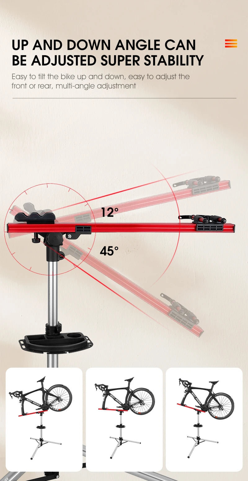 WEST BIKING Professional Mechanic Bike Repair Stand MTB Road Bicycle Maintenance Workstand Foldable Adjustable Wash Bike Rack