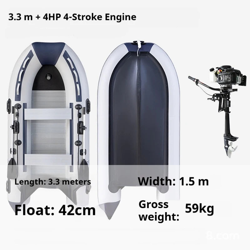 5–6 Person Inflatable Assault Boat 3.8m PVC Fishing Raft with Aluminum Floor, Anti-Collision Design & Rowing Accessories 2025
