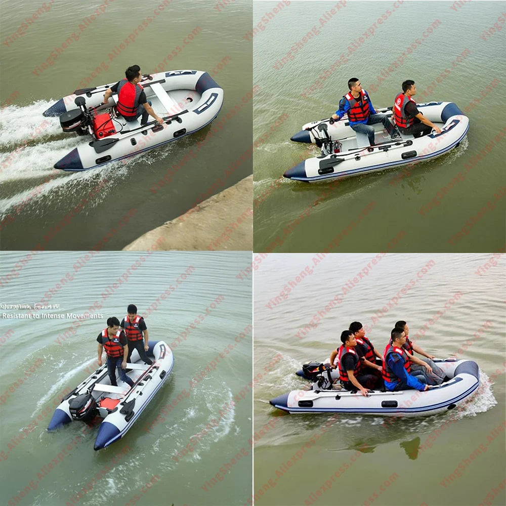 5–6 Person Inflatable Assault Boat 3.8m PVC Fishing Raft with Aluminum Floor, Anti-Collision Design & Rowing Accessories 2025