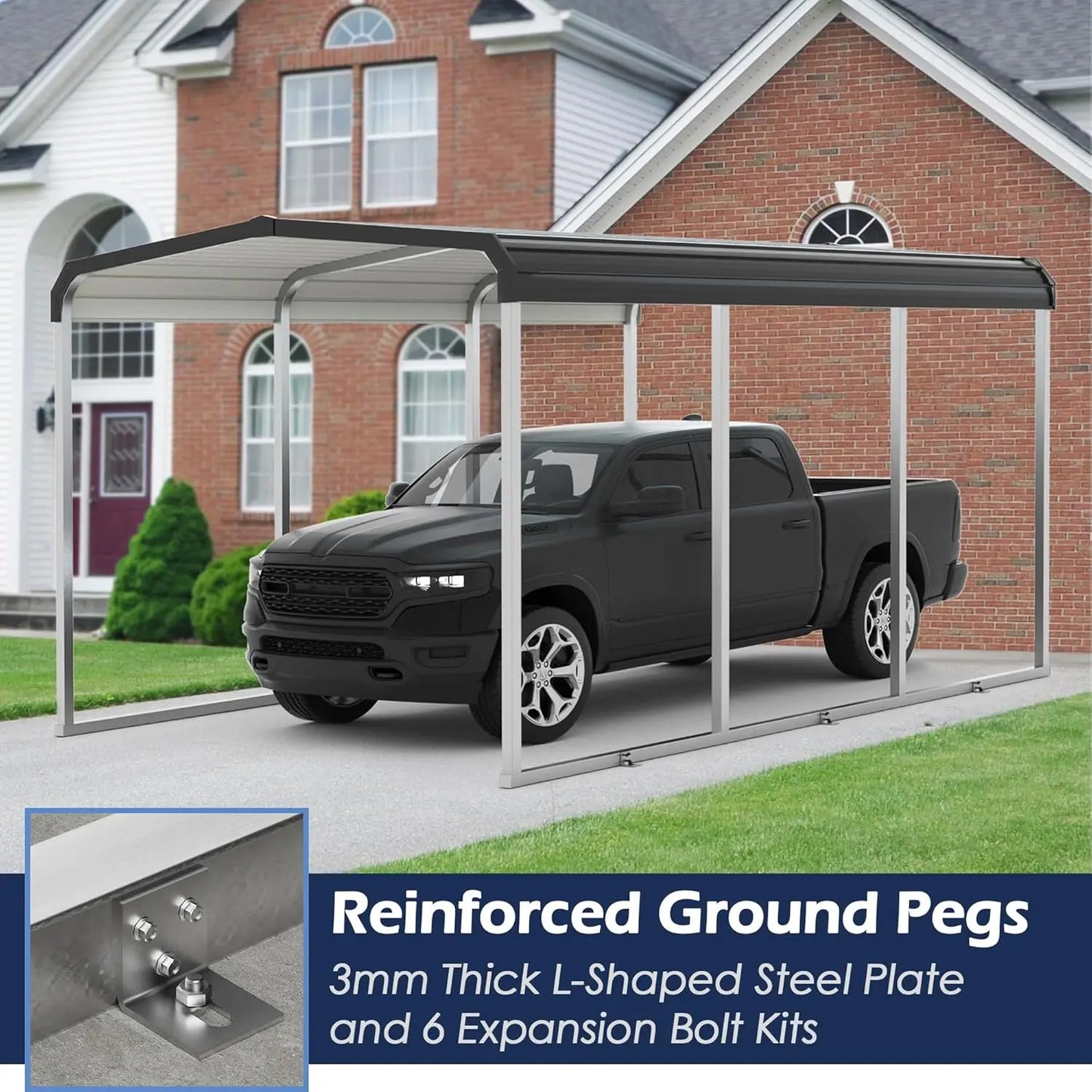 Heavy Duty Metal Carport Canopy with Galvanized Steel Frame And Roof Outdoor Storage Shed Car Tent Customized Protecti，Customiz