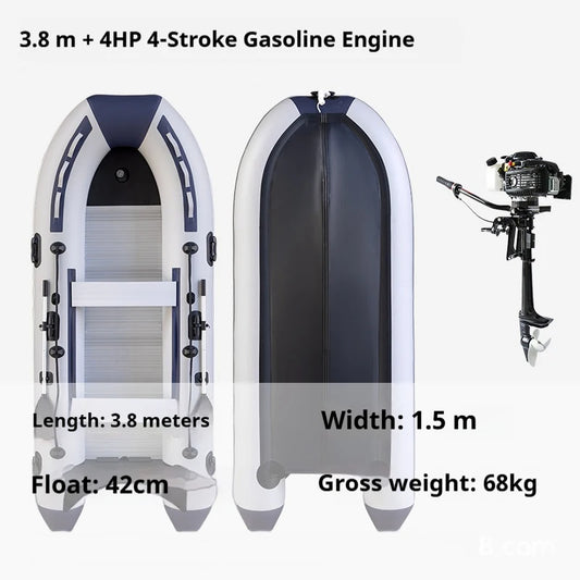 5–6 Person Inflatable Assault Boat 3.8m PVC Fishing Raft with Aluminum Floor, Anti-Collision Design & Rowing Accessories 2025