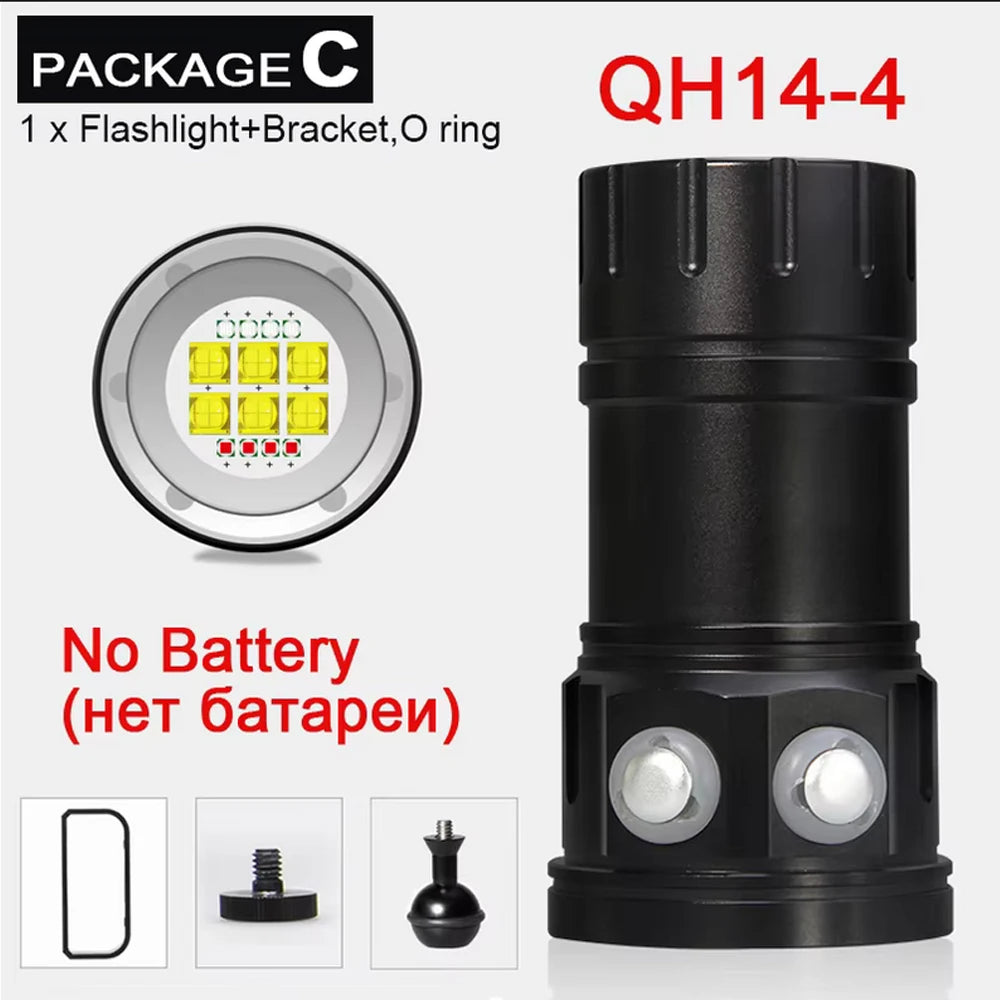 Professional Underwater Photography Light 27 LED Highlight Lamp 20000Lumens Diving Flashlight 100M Waterproof Video Camera torch