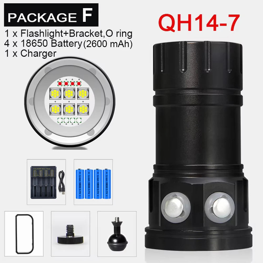 Professional Underwater Photography Light 27 LED Highlight Lamp 20000Lumens Diving Flashlight 100M Waterproof Video Camera torch