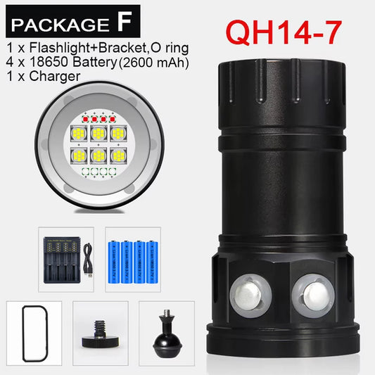 Professional Underwater Photography Light 27 LED Highlight Lamp 20000Lumens Diving Flashlight 100M Waterproof Video Camera torch