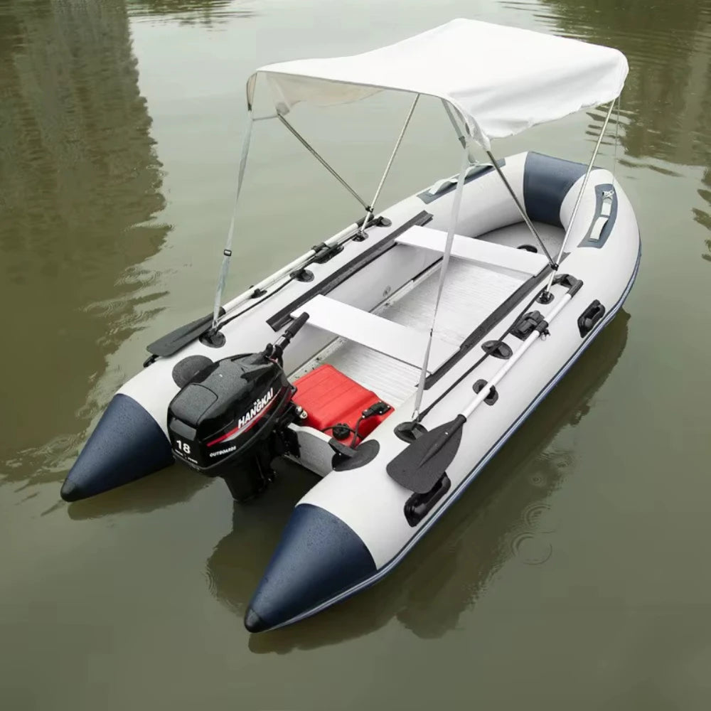 5–6 Person Inflatable Assault Boat 3.8m PVC Fishing Raft with Aluminum Floor, Anti-Collision Design & Rowing Accessories 2025