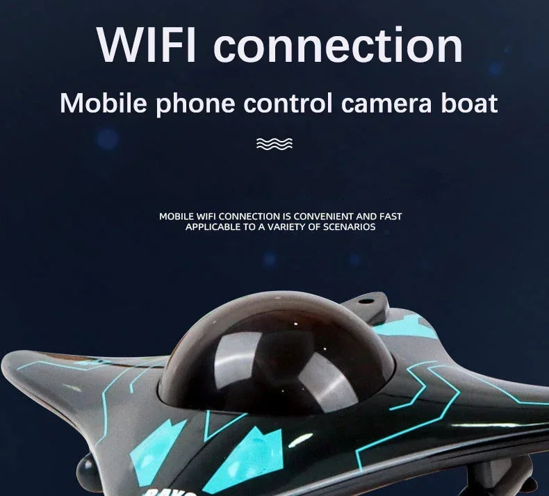 6Ch Rc Boat Submarine with Camera Underwater Remote Control Wifi Fpv Remote Control Boats Radio Control Toys for Children Gifts