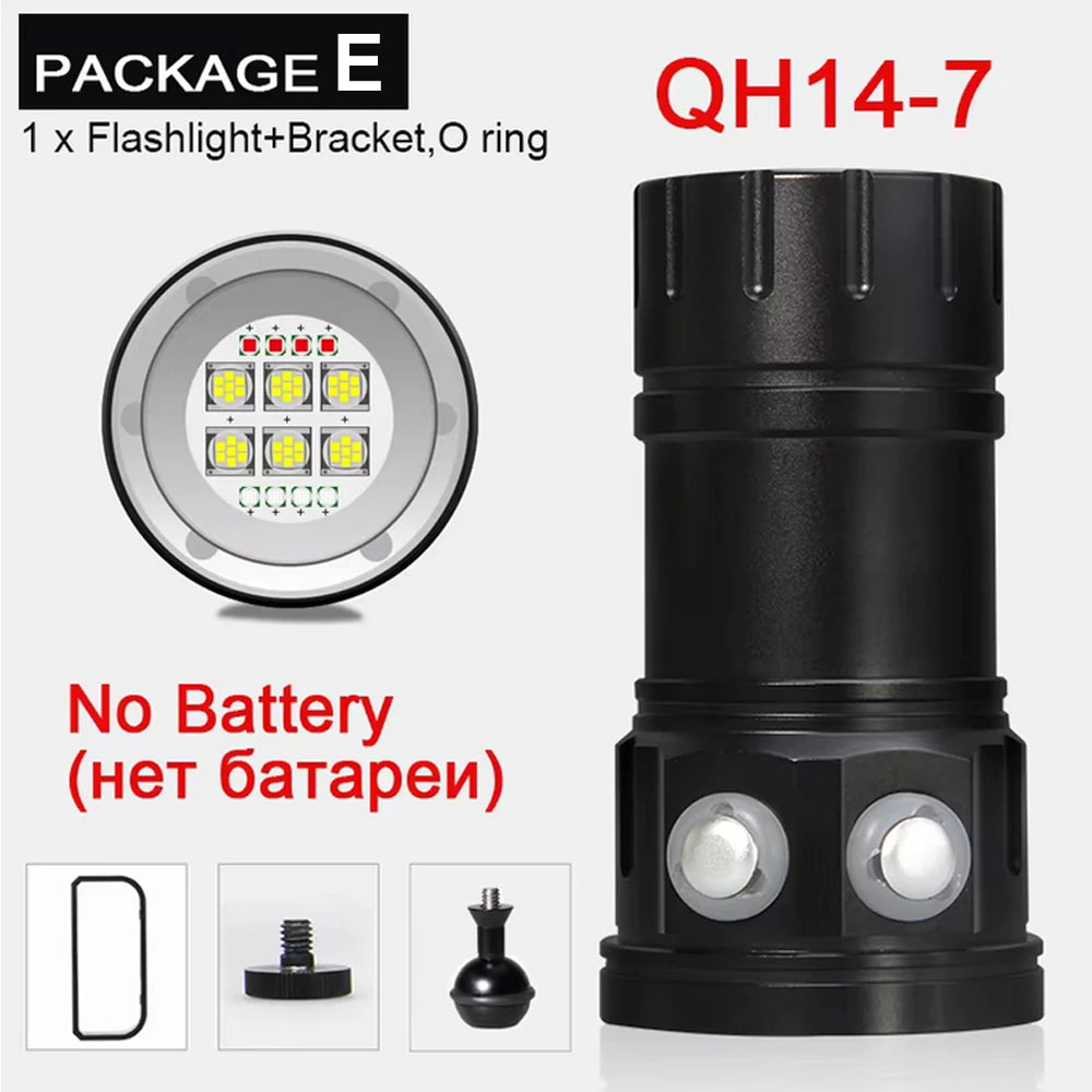 Professional Underwater Photography Light 27 LED Highlight Lamp 20000Lumens Diving Flashlight 100M Waterproof Video Camera torch