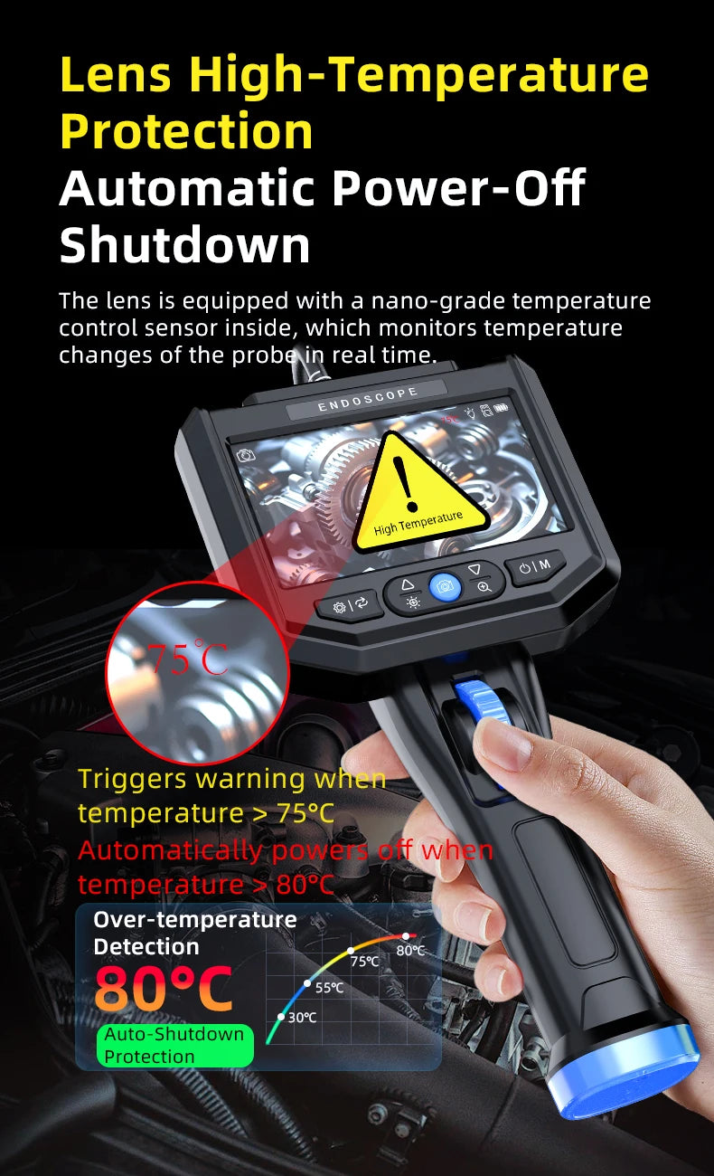 Industrial endoscope 360 Degree Steering with 6mm Lens HD 5-Inch Screen Automotive Pipeline Inspection Camera