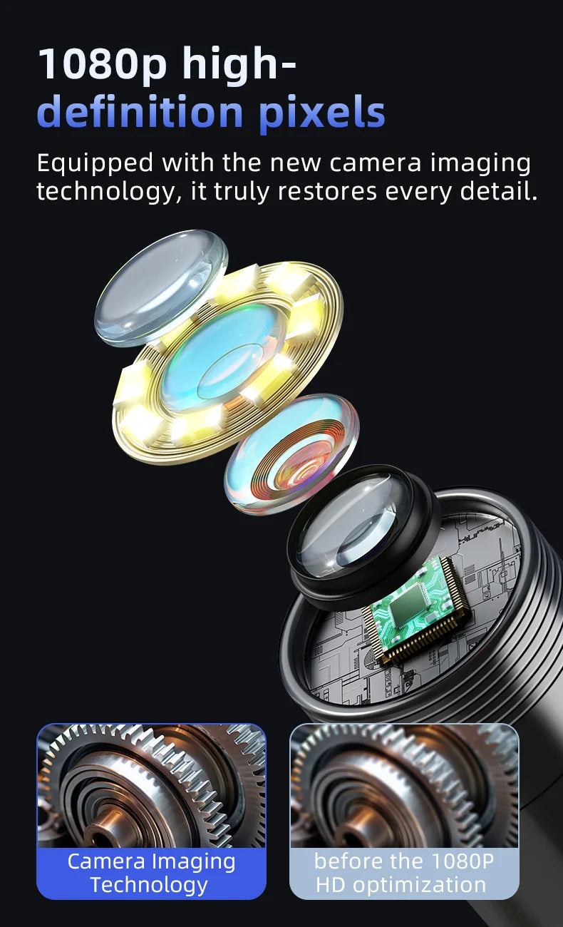 Industrial Endoscope Camera 4.3 inch HD Screen 1080P Snake Camera with Semi Rigid Cable for Auto Engine Drain Inspection