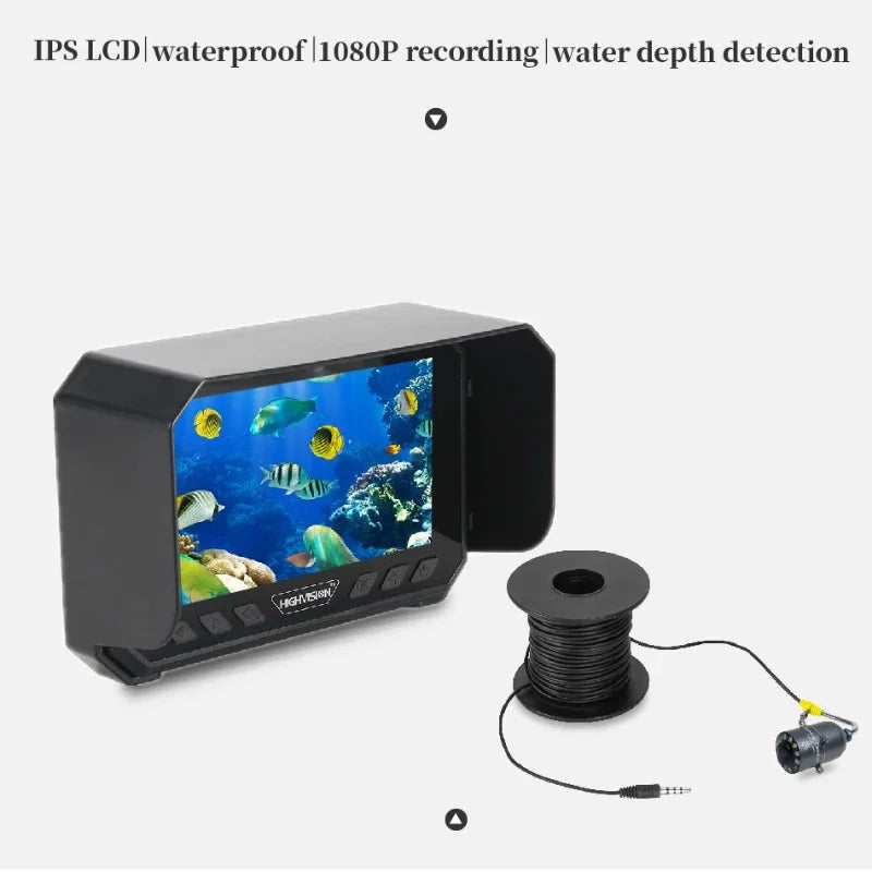 5''Underwater Fishing Camera,1080P Full HD Video Recording,Real-time Depth & Temperature Monitoring,IP66,8000mAh Rechargeable