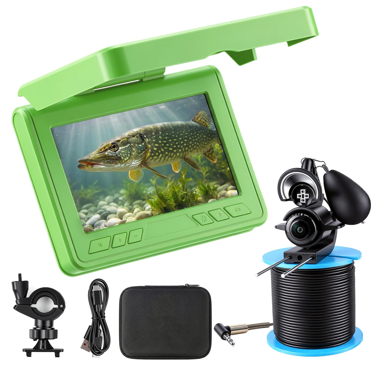 Portable Underwater Visual Fish Finder 4.3" LCD Monitor HD Fishing Camera IP68 Waterproof with IR Night Vision for Ice/Boat/Rive