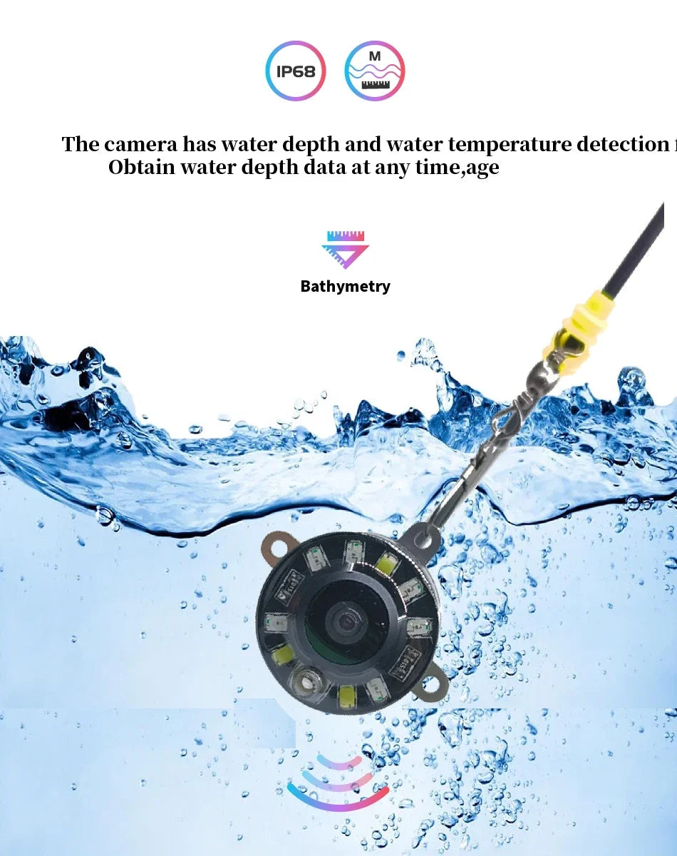 5''Underwater Fishing Camera,1080P Full HD Video Recording,Real-time Depth & Temperature Monitoring,IP66,8000mAh Rechargeable