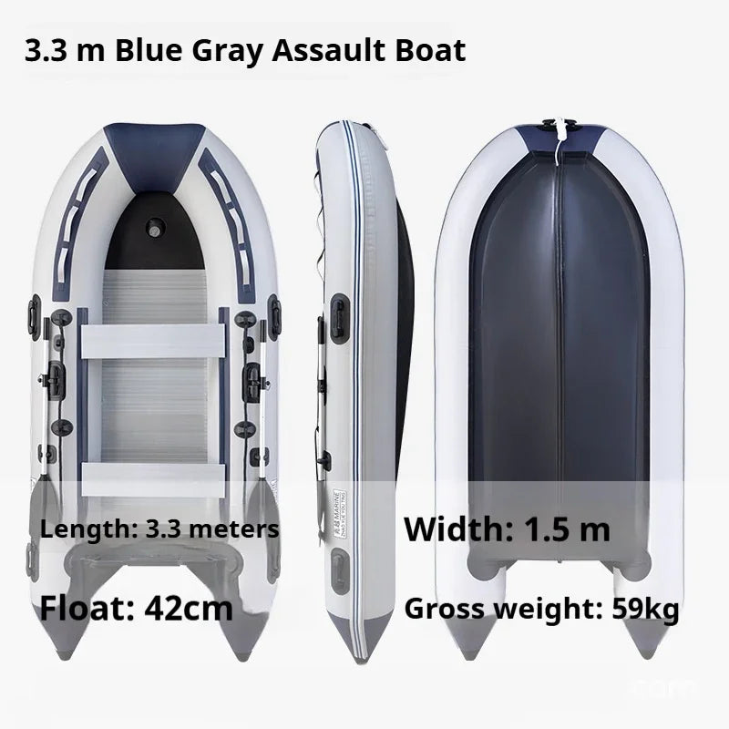 5–6 Person Inflatable Assault Boat 3.8m PVC Fishing Raft with Aluminum Floor, Anti-Collision Design & Rowing Accessories 2025