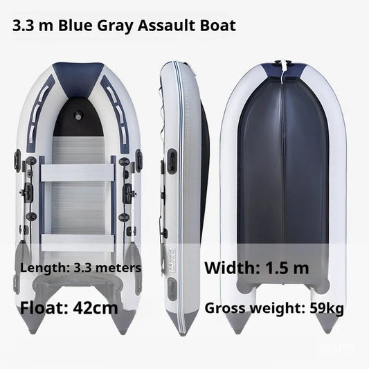 5–6 Person Inflatable Assault Boat 3.8m PVC Fishing Raft with Aluminum Floor, Anti-Collision Design & Rowing Accessories 2025