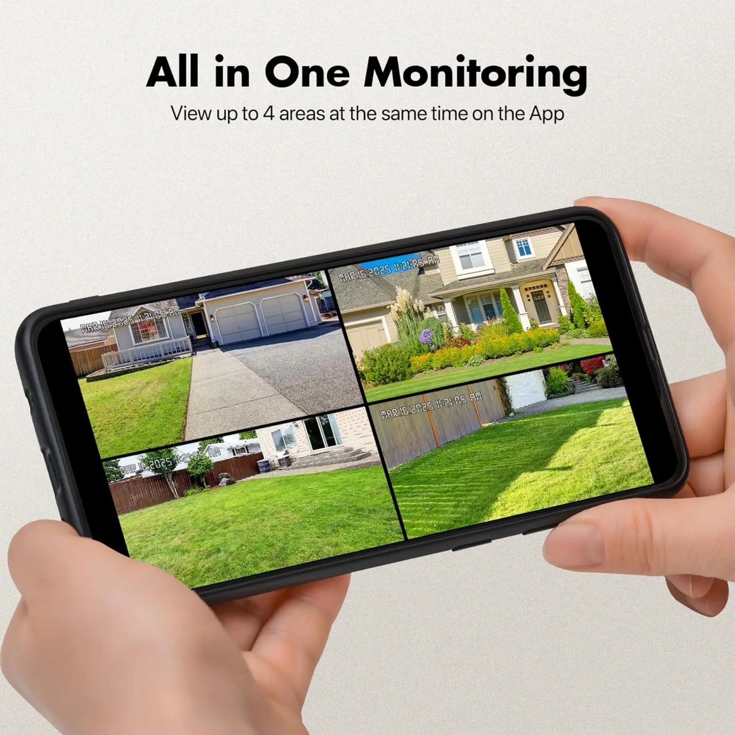 Wireless Solar Security Camera Kit 4-Cam Outdoor System with 2K Color Night Vision, AI Detection, No Subscription