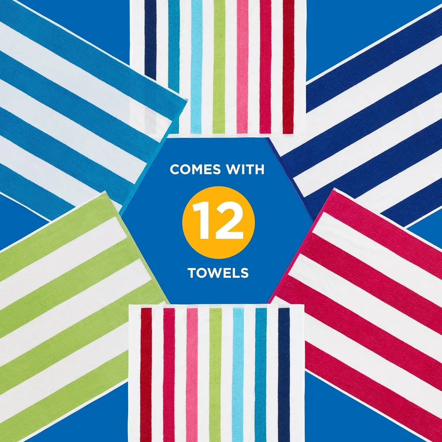 Ben Kaufman Cabana Stripe Beach & Pool Towel - Large Cotton Beach Towel - Soft & Absorbant - Assorted