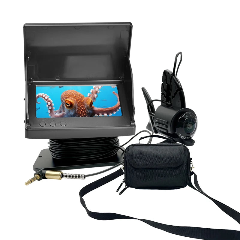 4.3 Inch HD Underwater Fishing Camera Kit Portable Fish Finder Day&Night Dual Use Ice Fishing Camera with Cable/Bag