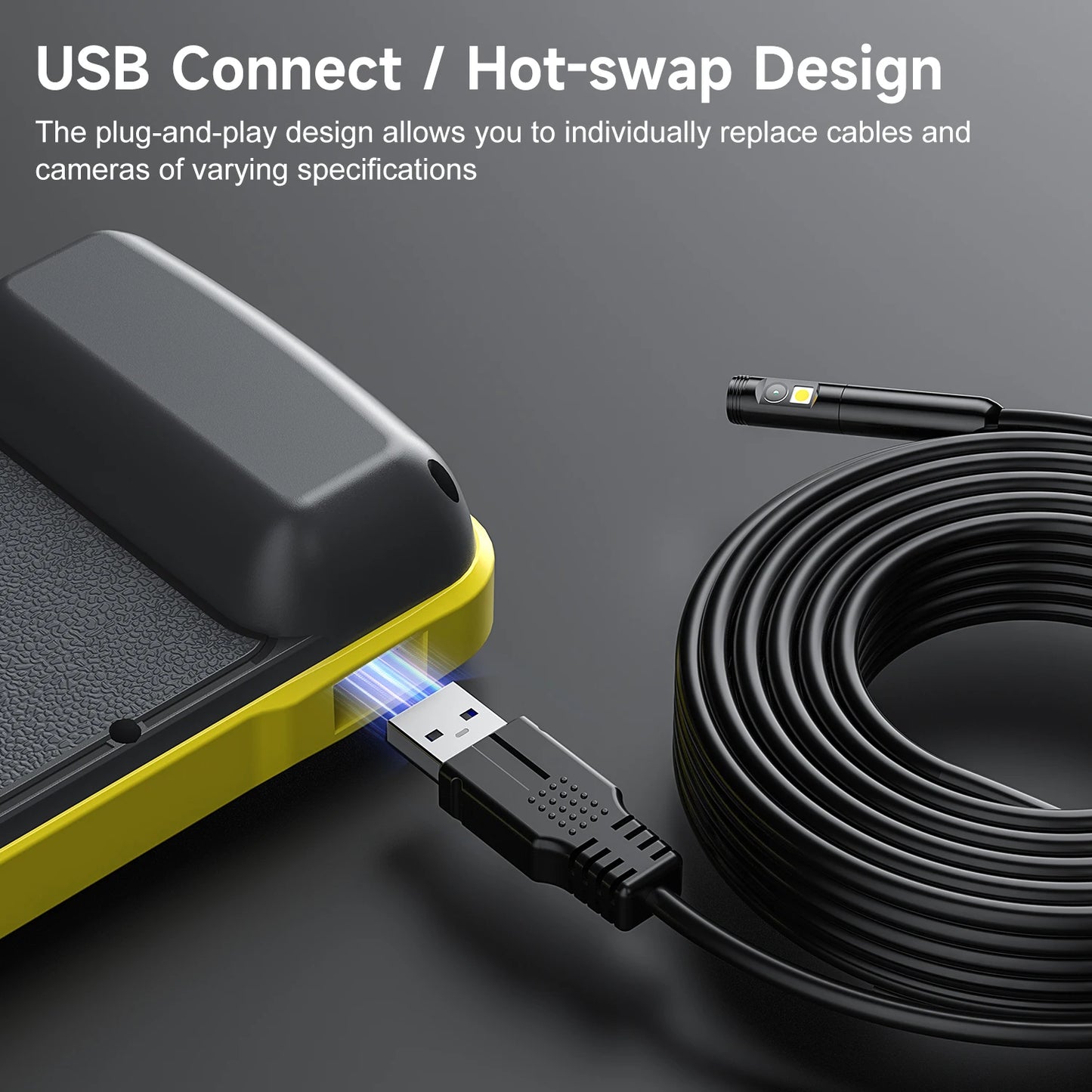 5'' IPS Screen Industrial Endoscope Video Dual Camera Pipe Car Inspection Borescope HD1080P 8mm USB Waterproof Probe with LEDs