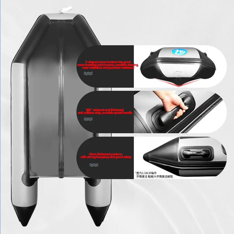 New Arrived 2.3~5.2m Inflatable Assault Boat Set 0.9mm Thickened Wear-resistant Alloy V-shaped Bottoms Canoeing Fishing Boat