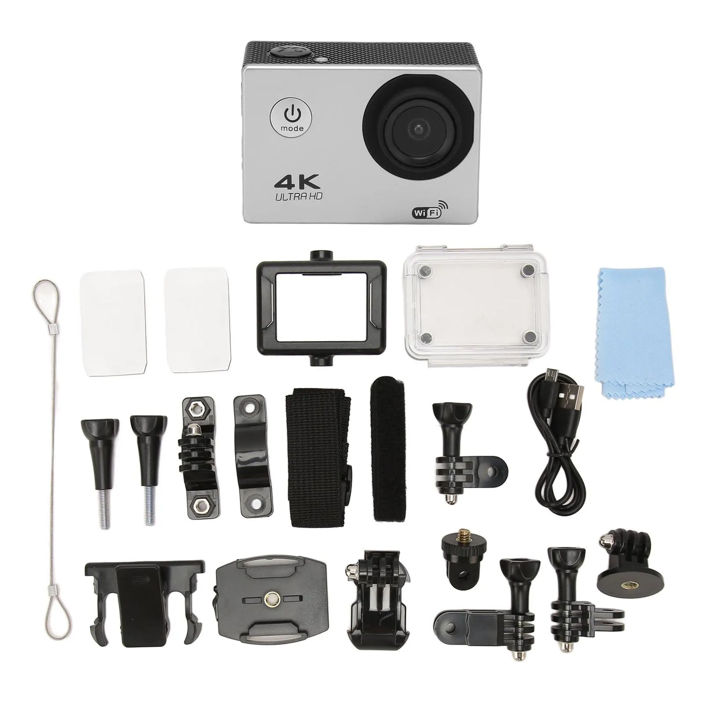 WiFi Action Camera Action Camera 4K HD 98.4ft Waterproof 2.0 Inch Screen WiFi Underwater Sports Camera for Outdoor Diving Helmet