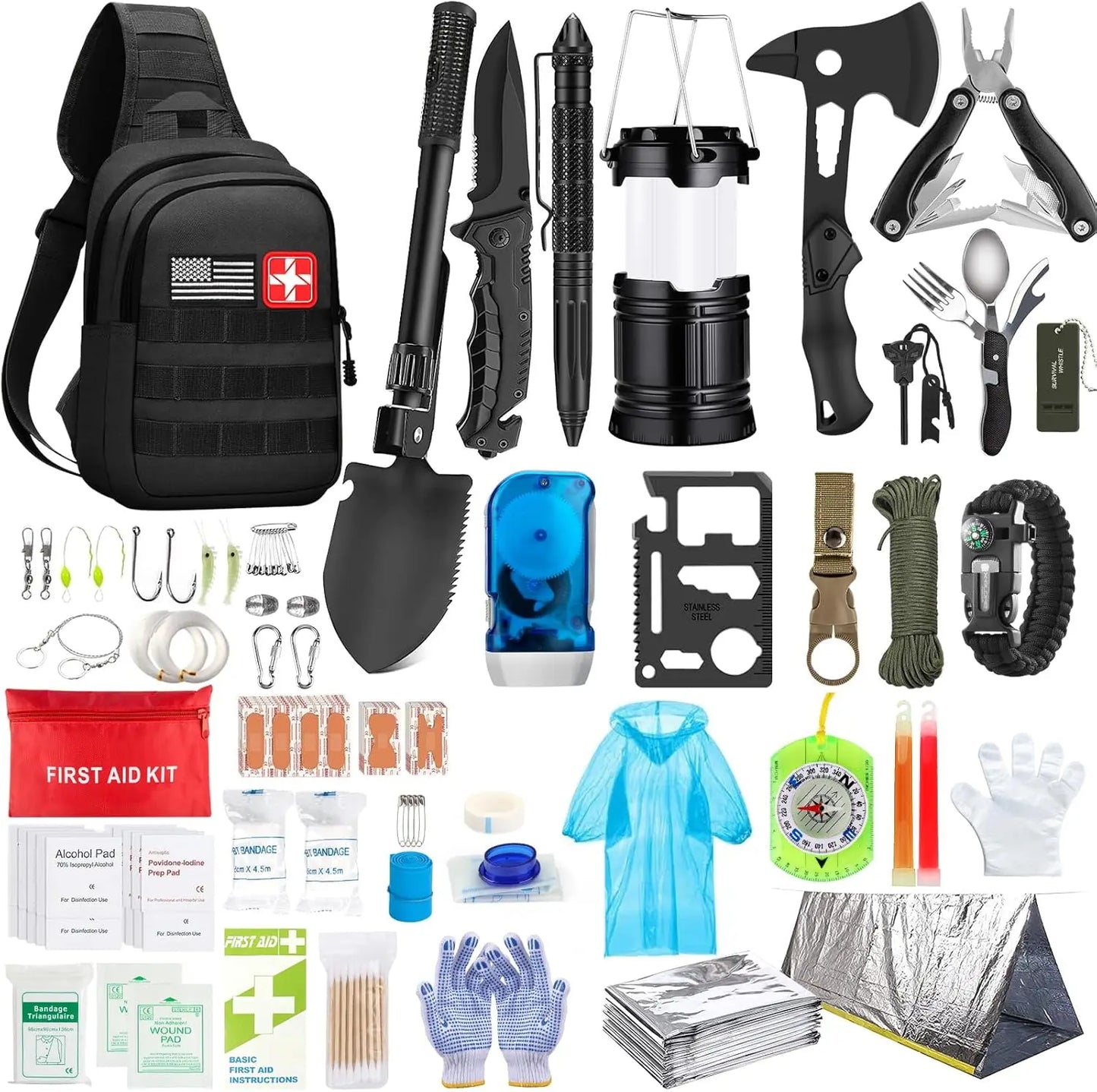151-Piece Emergency Survival Kit with First Aid Gear, Tactical Tools for Outdoor Camping, Earthquake & Adventure Safety
