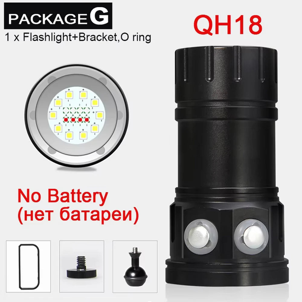 Professional Underwater Photography Light 27 LED Highlight Lamp 20000Lumens Diving Flashlight 100M Waterproof Video Camera torch
