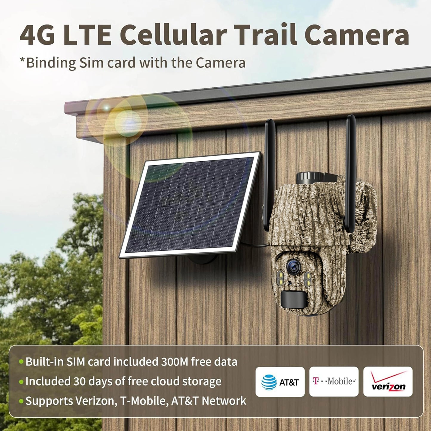 2 Pack 4G LTE Cellular Trail Cameras, Supports Cellular Data Plan, 360°Full View Live Video, 2K HD Game Camera with Solar Power,