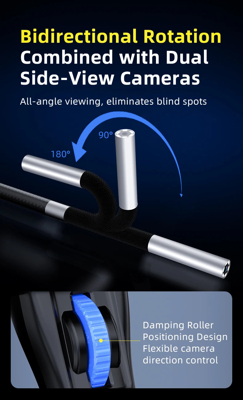 Industrial endoscope 360 Degree Steering with 6mm Lens HD 5-Inch Screen Automotive Pipeline Inspection Camera