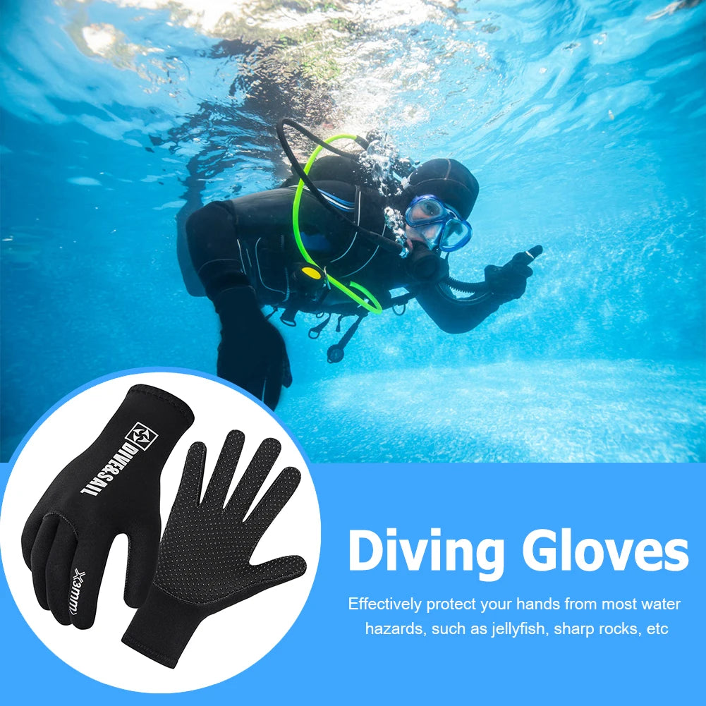 3mm Scuba Diving Gloves Anti Slip Five Finger Dive Gloves UV Protection Neoprene Gloves for Swimming Snorkeling
