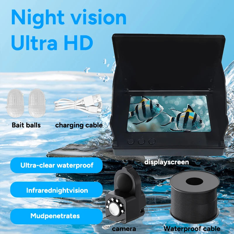 Fishing Camera Handheld 1080P 4.3 Inch LCD Camera 130°ortable Fishing Depth Fish Finder Water For Fishing With Night Vision