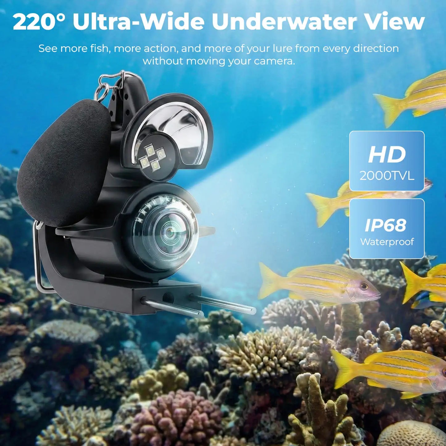 Portable Underwater Visual Fish Finder 4.3" LCD Monitor HD Fishing Camera IP68 Waterproof with IR Night Vision for Ice/Boat/Rive