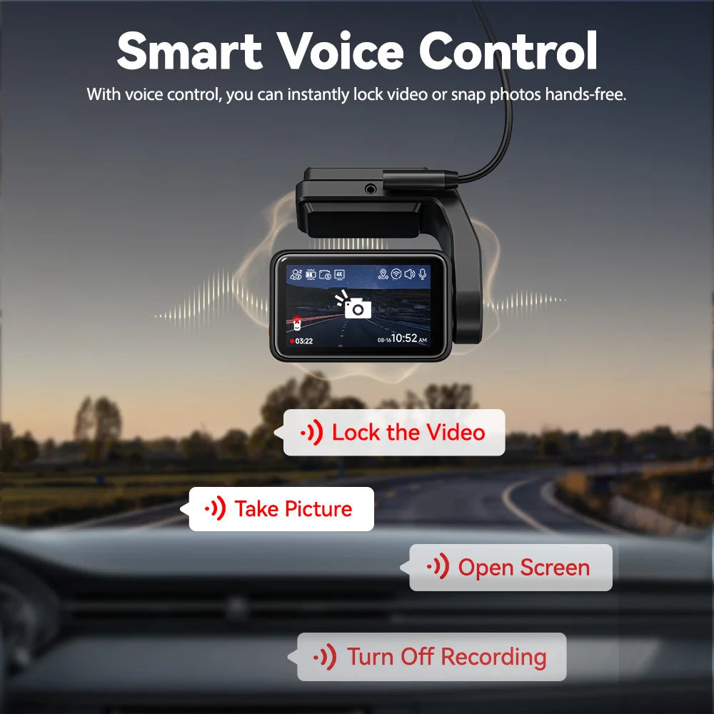 REDTIGER  A4 4k Dash Cam Front and Rear Drive Recorder GPS& 5G WiFi Touch Screen Night Vision 24H Parking Mode Voice Control