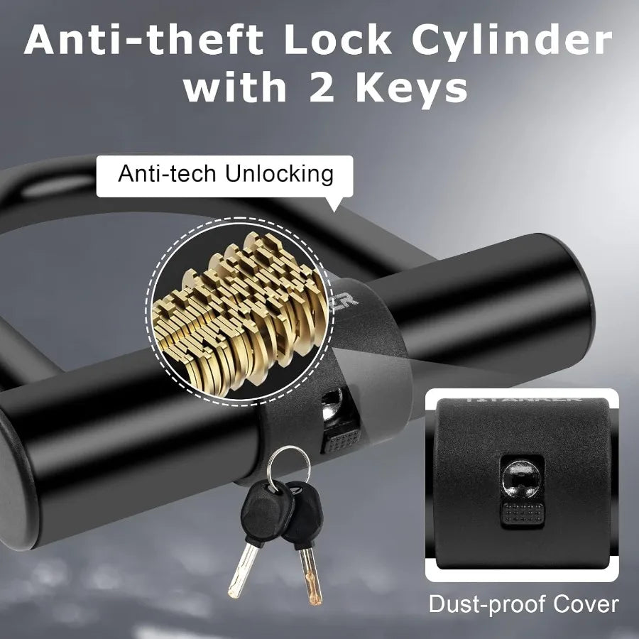 Heavy duty motorcycle chain lock with 2 keys designed for secure locking of bicycles motorbikes mopeds and scooters featuring a