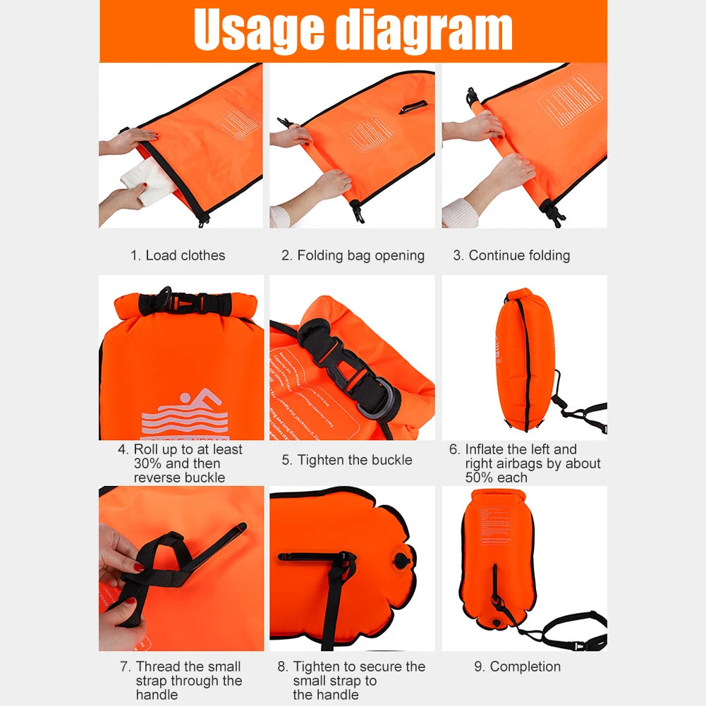 20L Inflatable Open Swimming Buoy Tow Float Dry Bag With Waist Belt For Boating Rafting Swimming Bucket Water Sport Safety Bag